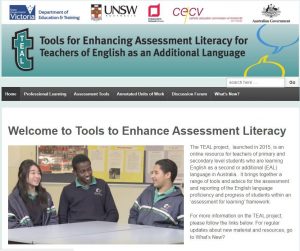 Tools for enhancing assessment literacy for teachers of english as an additional language, screen capture of blog.